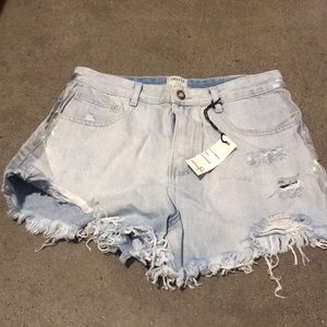 High waisted jean shorts